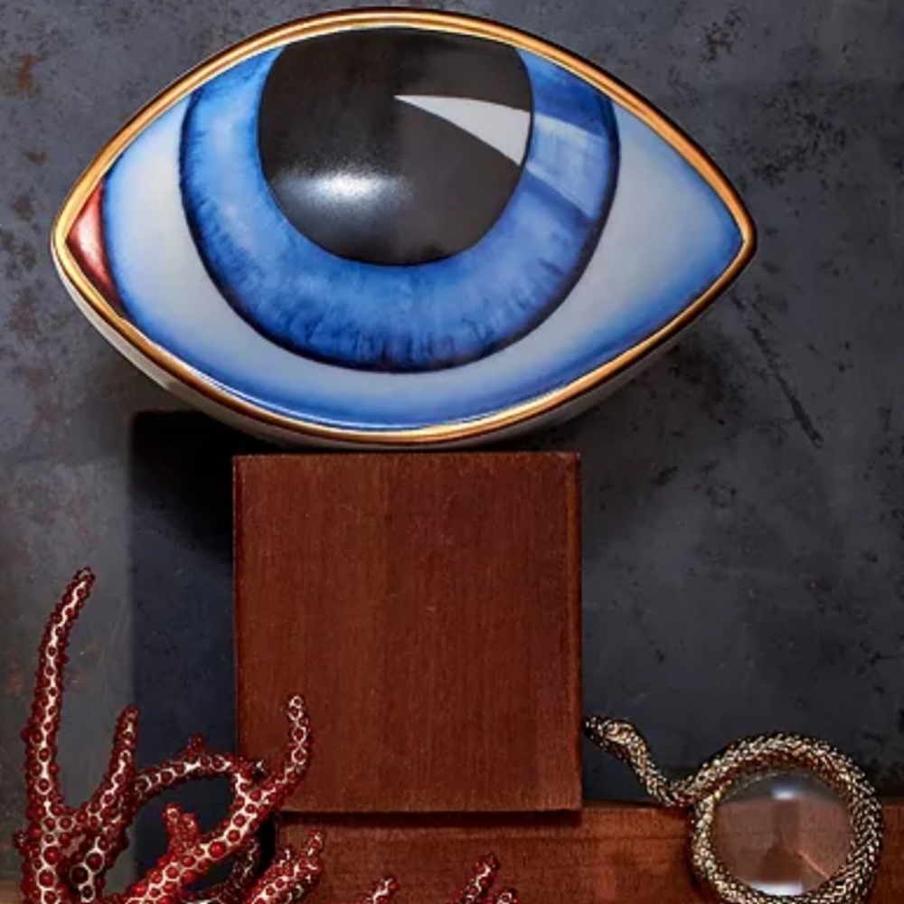 All-Seeing Evil Eye  Wimsical Statue Porcelain w24k gold  Paperweight